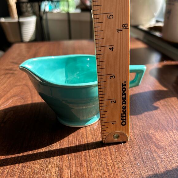 Vintage Vernon Kilns Early CA Vernonware Creamer Coronado Turquoise Aqua - Picture 9 of 10